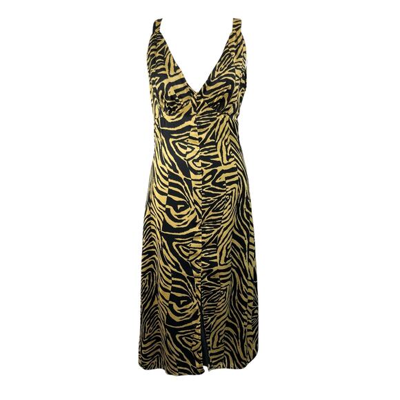 Lost + Wander Helena Sleeveless Black Tan Tiger V-Neck Midi Dress Small NWT - Picture 2 of 15